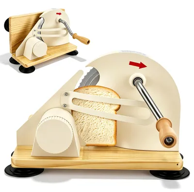 Immagine prodotto di Brotschneider – Tagliapane manuale – Spessore della fetta regolabile – Ideale per pane in cassetta e pane tostato – Accessorio da cucina per la preparazione di dolci – Bianco