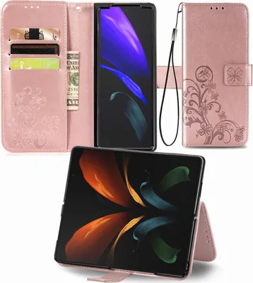 Produktbild von König Design Hülle kompatibel mit Samsung Galaxy Z Fold3 5G Kunstleder Handyhülle - Handy Case Rosa
