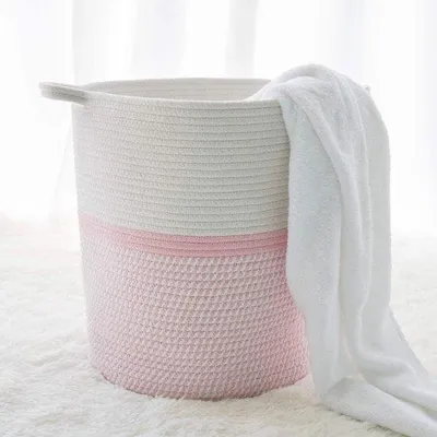 Immagine prodotto di Cesto portabiancheria rosa in tessuto per bambole e giocattoli