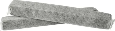 Two grey, rectangular activated carbon filters stacked on top of each other.