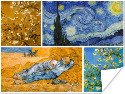 Produktbild von MuchoWow® Poster Van Gogh - Collage - Kunst 120x90 cm - Wandbild