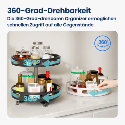 Fridge Organizer 2 Stück Lazy Susan Organizer, 360° Rondell Drehteller Kühlschrank