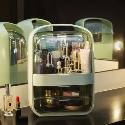 Produktbild von 360Home Kosmetik Organisator Make up Schminke Aufbewahrung Schminkkasten Groß Grün