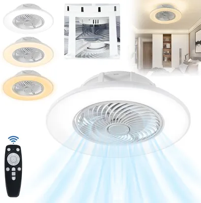 Image de Ventilateur de plafond LED XINZI - Ventilateur de plafond 2 en 1 avec fonction lumière, radiateur de plafond à intensité variable, contrôle pratique par télécommande pour chambre à coucher