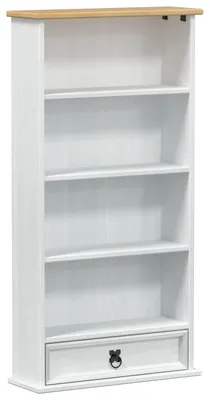 Image de Étagère à CD vidaXL, blanche, 52 x 17,5 x 103 cm, en pin massif