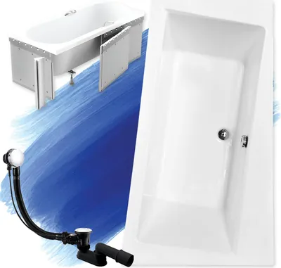 Produktbild von BADLAND Eckbadewanne Rechteck Badewanne Infinity RECHTS 150x90 mit Ablaufgarnitur, Füßen und Styroporverkleidung GRATIS