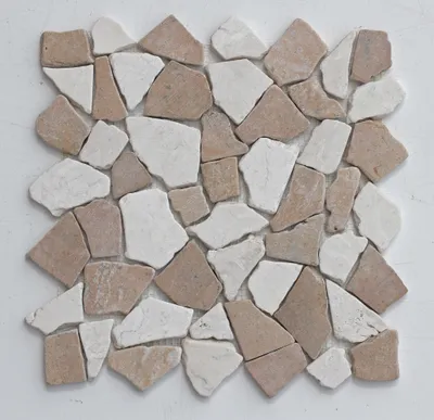 Produktbild von M-022 Mosaikfliesen Stein Marmor Mocca Weiß - Naturstein Fliesen Lager Verkauf Stein-mosaik Herne NRW