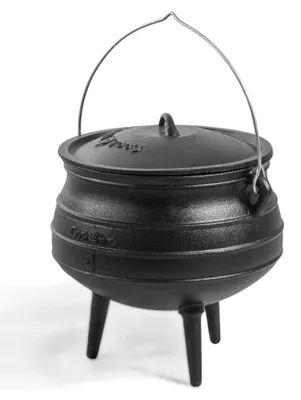 Produktbild von Gulaschkessel aus Gusseisen mit Deckel - Kesseltopf für offenes Feuer, Grill & Lagerfeuer - Ungarischer Kessel mit Henkel - Outdoor Kochtopf - 13L