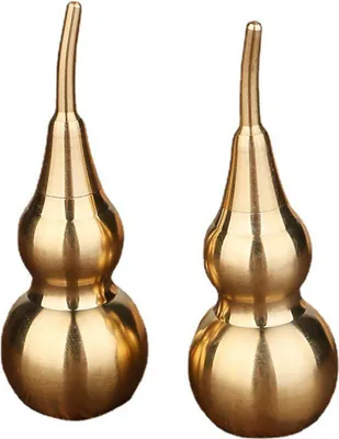 Produktbild von 2 Stück 7 cm Kürbis-Ornament, reines Messing, poliert, hohl, geneigter Kopf, Geschenk, Feng Shui, Wu Lou, Kürbis, Tischdekoration, Heimbedarf