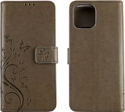 Produktbild von Apple iPhone 12 / 12 Pro Handy Hülle Schutz-Tasche Cover Flip-Case Kartenfach Grau