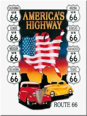 Zdjęcie produktu dla Nostalgic-Art - Magnes 6 x 8 cm - Autostrady USA Route 66 America's Highway