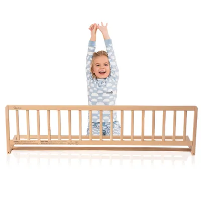 Produktbild von GEUTHER Bettschutzgitter 140 cm in Natur | Für Kinderbetten & Elternbett | Klappbar | Montage am Lattenrost | Massivholz | Fallschutz