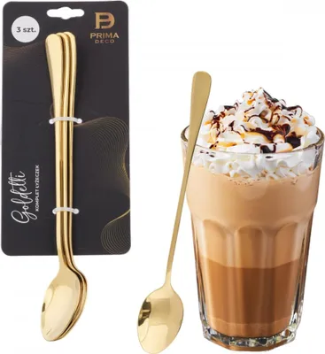 Produktbild von Set goldener Goldetti Blisterlöffel für Latte, Desserts 3 Stück