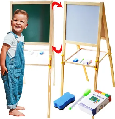 Obrázok produktu pre obojstranná magnetická drevená tabuľa 2v1 veľká
