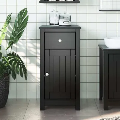Produktbild von "2024"cloris Badschrank BERG Schwarz 40x34x80 cm Massivholz Kiefer - Badezimmerschränke CHY19234834