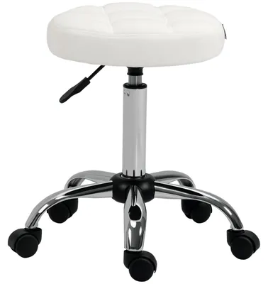 Produktbild von Drehhocker, Kunstleder, höhenverstellbar, Salonhocker, Weiß, für Salon Wohnzimmer
