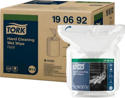 Obrázek produktu pro Vlhčené ubrousky na čištění rukou, náplň, 1vrstvý, bílý, systém W14