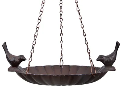 Produktbild von Hängende Vogeltränke aus Gusseisen für Wildvögel mit Kette für Garten Balkon
