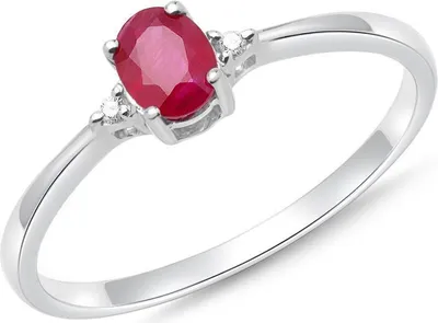 Produktbild von JEWLIX Ring 14-karätiges Weißgold mit 2 Diamanten und Rubin