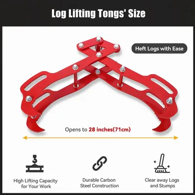 Produktbild von Holzgreifer für Baumstämme - Vier-Klauen Hebezange 71 cm - Schwerlast legierter Stahl - Rotation 360° - Für Traktor, ATV, Rückezug, Gabelstapler