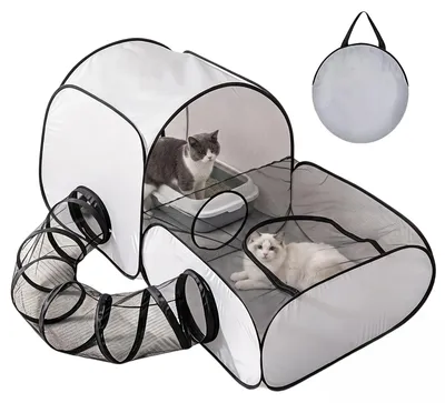 Katzengehege aufklappbar, Katzenzelt, Katzenkäfig, grau