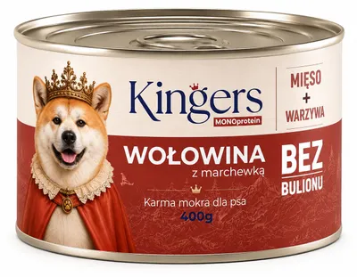 Zdjęcie produktu dla KINGERS Wołowina z marchewką 400 g karma mokra dla psa, Obraz wygenerowany przez AI