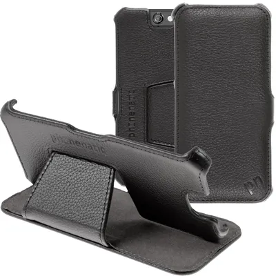 Produktbild von PhoneNatic Echt-Lederhülle kompatibel mit HTC One A9 - Leder-Case schwarz + Glasfolie