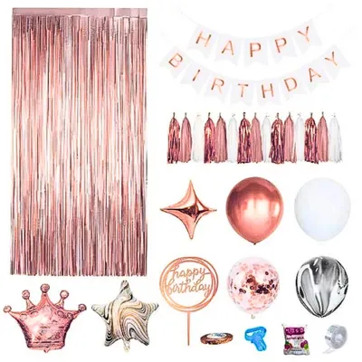 Produktbild von Set mit 65 roségoldenen Geburtstagsballons