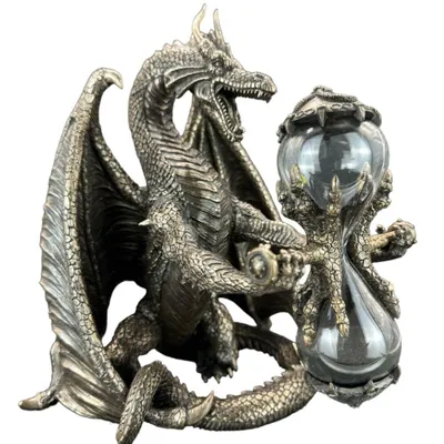 Immagine prodotto di Clessidra Drago WU72230A1 Clessidra a forma di drago da 5 minuti con figura fantasy di drago, orologio decorativo in stile gotico, idea regalo