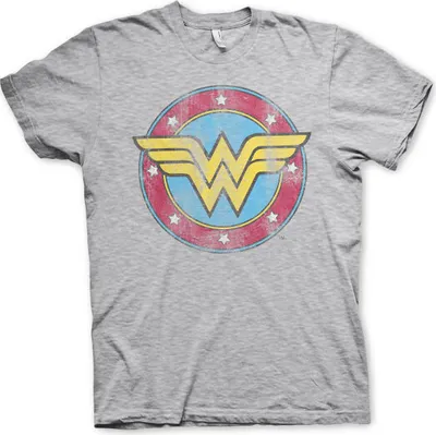 Produktbild von Wonder Woman Distressed Logo T-Shirt - X-Large - Heather-Grey