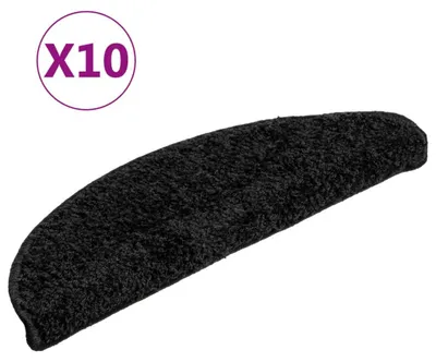 Produktbild von vidaXL Stufenmatten 10 Stk. 56x17x3 cm Schwarz Halbrund