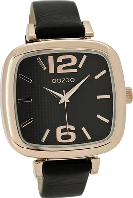Produktbild von Oozoo Leder Damen Uhr Analog Quarzuhr Armband schwarz Timepieces D2UOC9184A