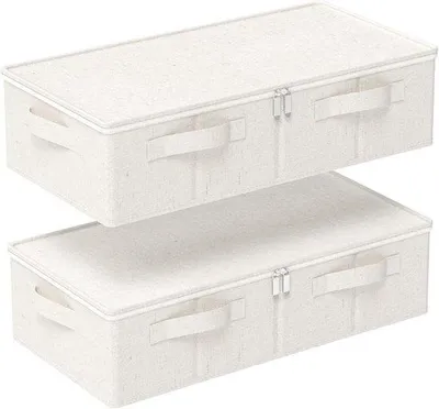Immagine prodotto di Contenitori pieghevoli per letto, beige, 60x30x15 cm