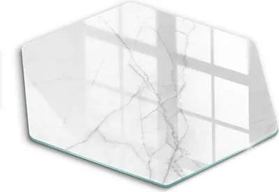 Produktbild von Glasschneideplatte - Herdabdeckplatte - Hexagon 40 cm -Schneidebrett - Spritzschutz - Hintergrund Marmorstein
