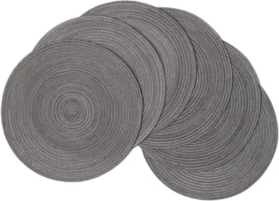 Produktbild von 6er Set Rund gewebte Tischsets Waschbar,-Durchmesser 36CM; Rund Baumwolle Platzsets Abwaschbar Hitzebeständig und rutschfest,Ideal für Küche,Party,Hochzeit usw.