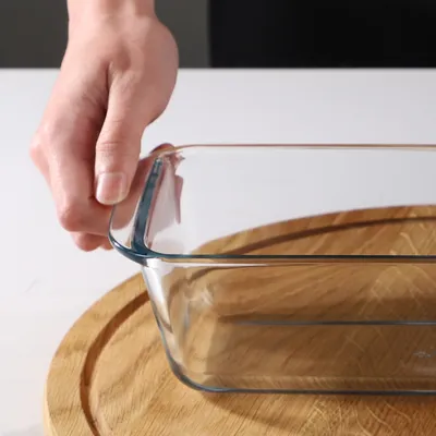Produktbild von kadax robuste Kasten-Kuchenform aus transparentem Glas mit dickem Boden für Elektro- und Gasherde