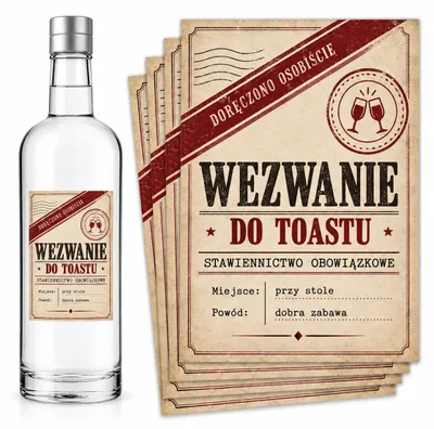 Obrázok produktu pre Etikety na fľaše – „Wezwanie do Toastu” – retro – #126 – 8 ks