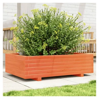 Produktbild von Pflanzkübel Wachsbraun 90x60x26,5 cm Kiefer Massivholz, Blumentopf für Garten Terrasse Balkon