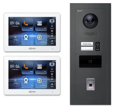 Produktbild von Goliath Premium IP GL-IPH245A Video-Türsprechanlage, 2 Familien, 2× 7 Zoll Weiß, Anthrazit, Unterputz