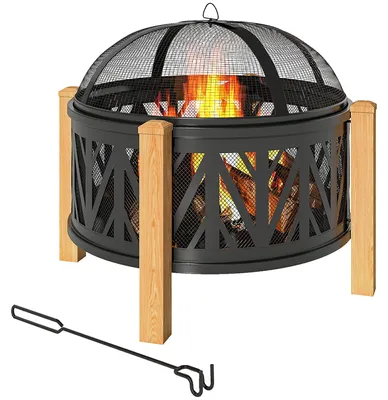 Produktbild von Outsunny 2-in-1 Feuerschale Ø75 x 58 cm Feuerstelle mit Funkenschutz Schürhaken