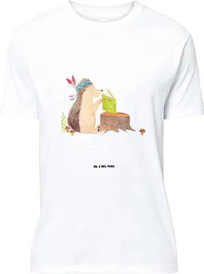 Produktbild von Mr. & Mrs. Panda Größe XL T-Shirt Igel Federschmuck - Weiß - Geschenk, Indianer, mit Spruch, Camping, Tiere, Tshirt, Abenteuer, Shirt, Lagerfeuer