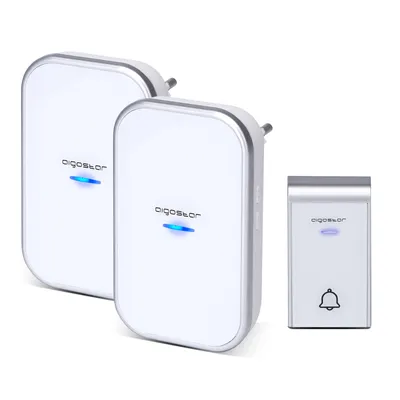 Produktbild von Aigostar Kabellose Türklingel Set, 1 Sender 2 Empfänger, Weiß, 150m Reichweite