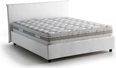Produktbild von Doppelbett Dansald, Containerbett mit Stoffbespannung, 100%  Italy, Frontöffnung, inklusive Matratze Cm 160x200, Weiß