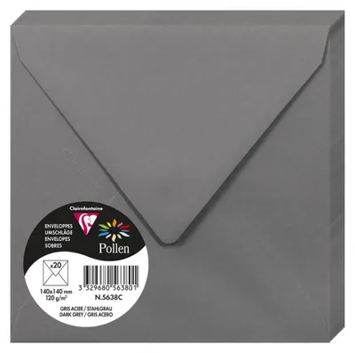 Produktbild von Clairefontaine Umschläge, Anthrazitgrau, 140x140 mm, 20 Stück