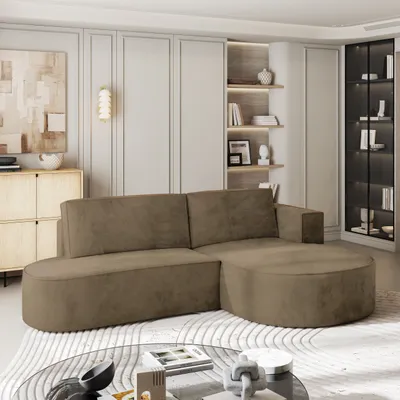 Produktbild von Masseno Ecksofa CORTIO M R-S mit Schlaffunktion L-Form, Sofa mit Bettkasten, Wohnzimmersofa, Couch, Soffa, Bettsofa, Couchgarnitur- Beige, MONOLITH 09