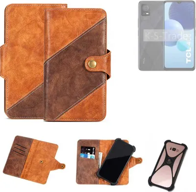 Produktbild von K-S-Trade Handyhülle Schutzhülle Bookstyle Case Wallet-Case kompatibel mit TCL 406 Cover Klapphülle Kantenschutz Smartphone dunkelbraun braun 1x