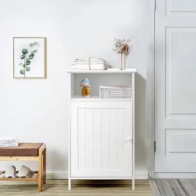 Produktbild von GOPLUS Badschrank Badezimmerschrank mit verstellbaren Brettern, Aufbewahrungsschrank mit Schranktür, Sideboard aus Holz, für Badzimmer 40x30x70cm