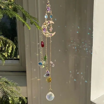 Image de Attrape-soleil en cristal et en métal, effet arc-en-ciel, idéal pour la décoration de fenêtres, de maisons et de jardins. Couleur : 2