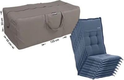 Produktbild von Raffles Covers Gartenkissen-Aufbewahrungstasche 125 x 65 x 50 cm | Atmungsaktiv | Wasserdicht | UV-beständig | Doppelnähte | Handgriffe