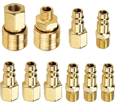 Imagen del producto de 10 conectores rápidos para aire comprimido, de 1/4 de pulgada, para mangueras de aire comprimido